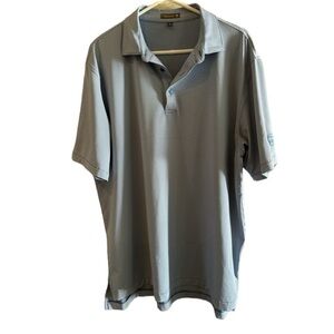 Peter Millar blue and white striped short sleeve polo size XL